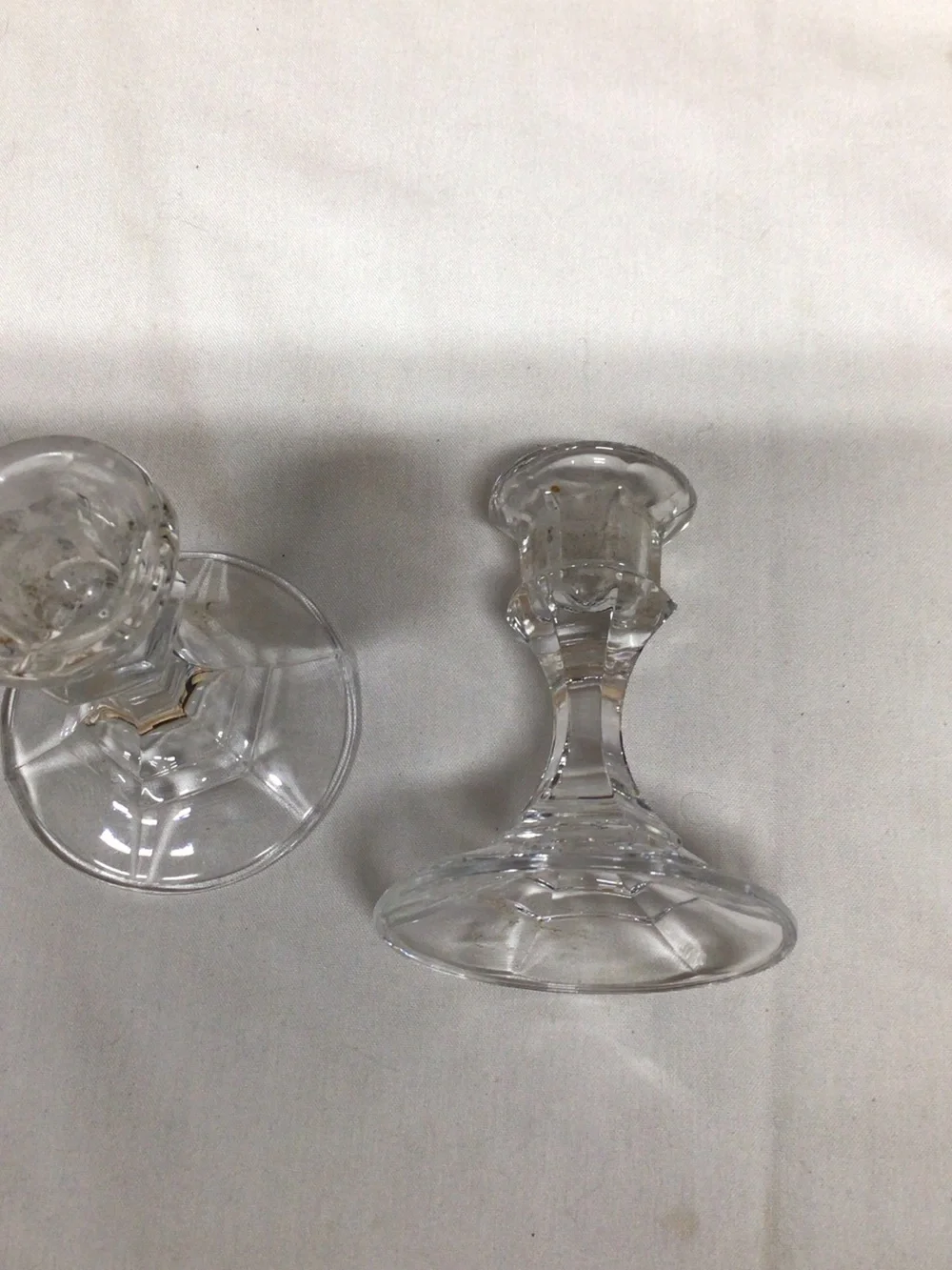 Clear Glass Stem Candlesticks - Pair,dining, diner, Halloween,,
